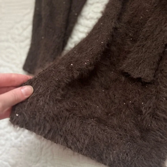 Express Brown Tie Cardigan Size Medium NWT - Picture 2 of 3